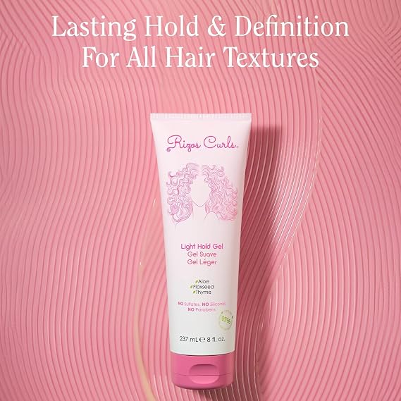 Rizos Curls Travel Light Hold Gel, Defines with Flexible Hold, Flake-Free and Frizz-Free Voluminous Curls, Moisturize and Combat Humidity with Aloe Vera & Flaxseed, 2.5 oz