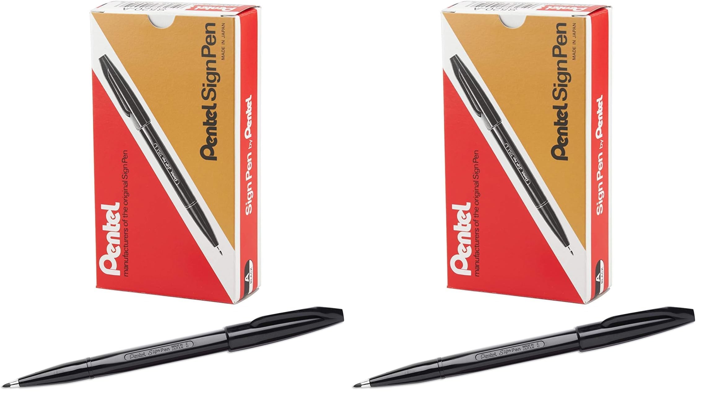 Pentel S520-A Sign Pen Faserschreiber, 0,8 mm Strichstärke, schwarz, 24er Pack