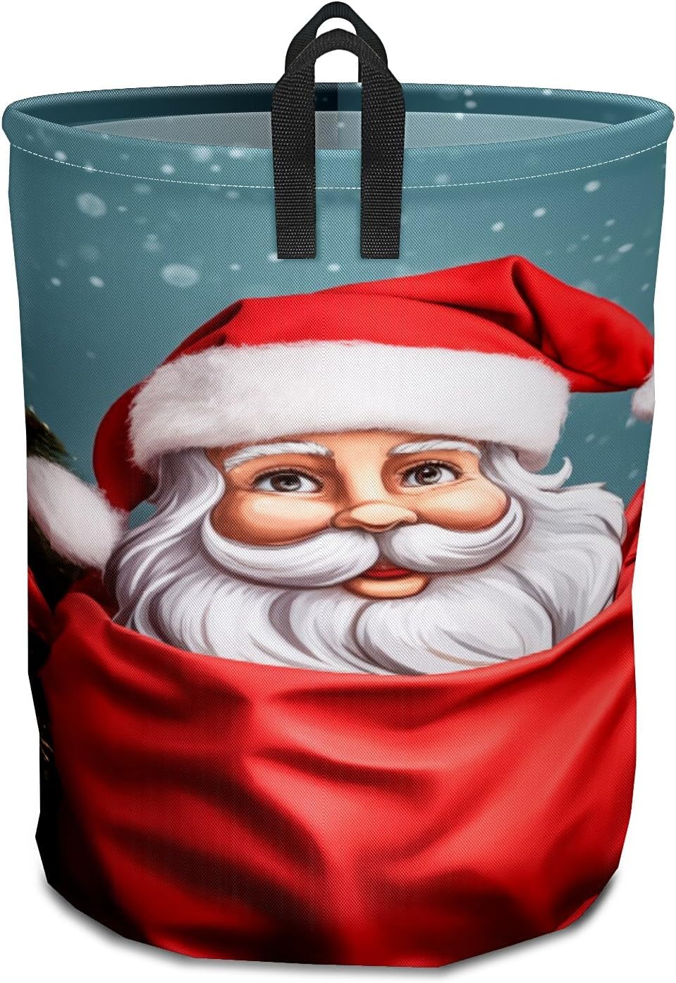 Blue Santa Gift Large Laundry Hamper Foldable Waterproof Dirty Clothes Basket Dorm Clean Laundry Baskets