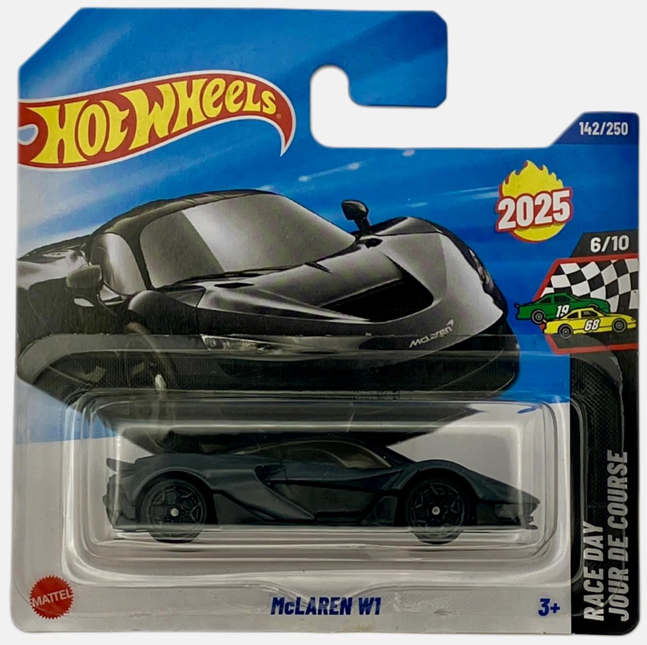 Hot Wheels - McLAREN W1 - Race Day 6/10 - JBC17 - Short Card - Black - Mattel 2025 - Officially Licensed McLaren Model - Super Sports Car in Scale 1:64