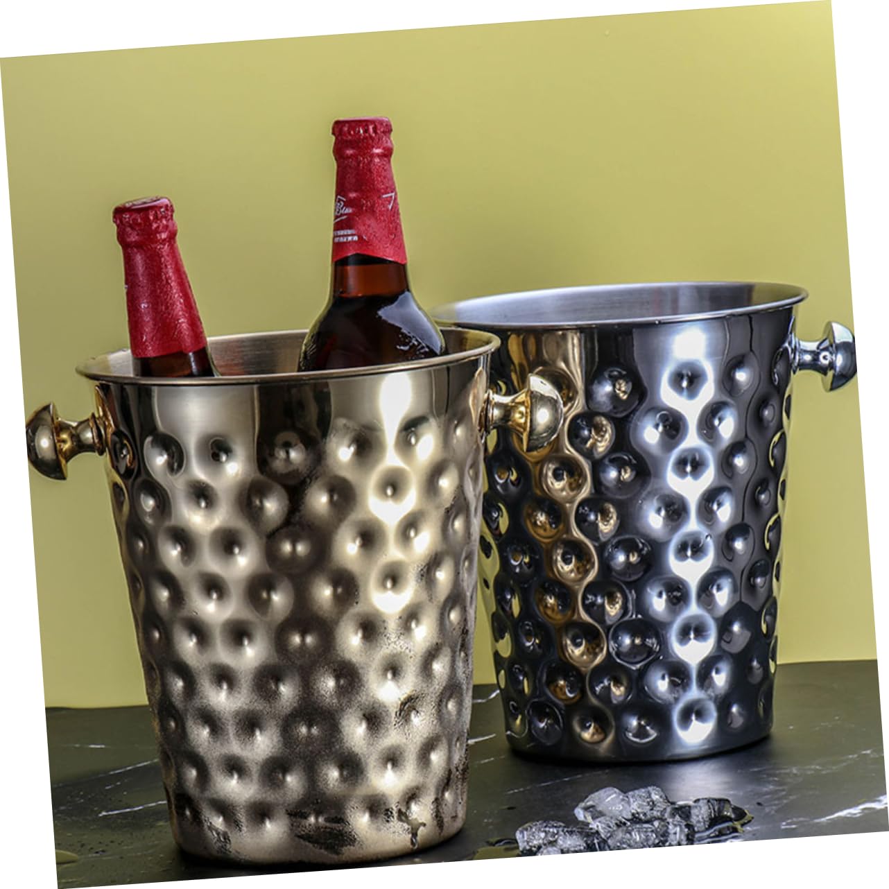 Zerodeko 1Pc Papas Fritas Lata Hielo Botella De Vino Cubo Cesta De Bocadillos Enfriador De Metal Cubo De Metal Refrigeradores Grandes Cubo De Bebidas De Metal Enfriador De Vino Botella De