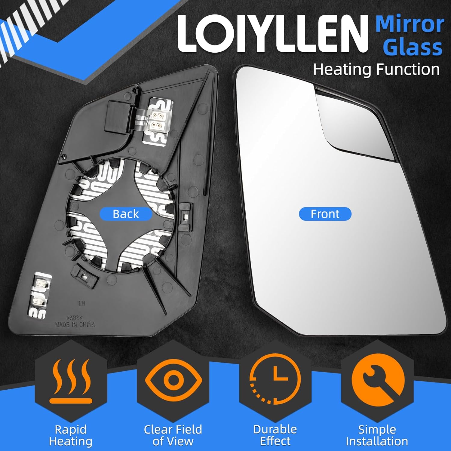 Driver Side Mirror Replacement for GMC Acadia 2013 2014 2015 2016 2017, for Chevrolet Traverse 2013 2014 2015 2016 2017 - Left Side Mirror Glass, Rear View Mirrors Glass with Power Heated