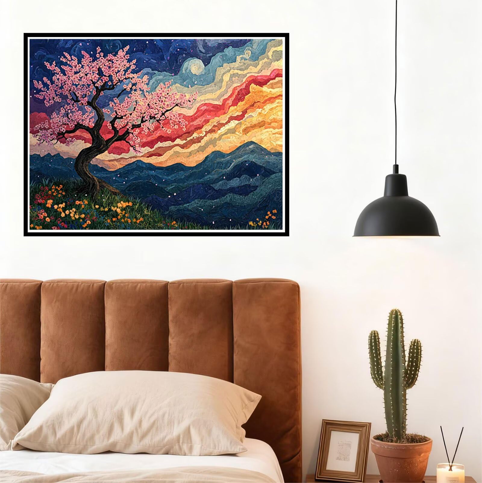 Baum Malen Nach Zahlen Erwachsene Landschaft Malen Nach Zahlen Kinder ab 7, DIY Set Erwachsene Bastelsachen Kreativ Set für Kinder Geschenke für Männer, Weihnachten Halloween Deko 60x80cm H - 724