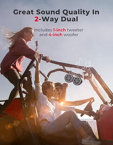Miniatura 3 de KEMIMOTO UTV Speaker 4 Inch UTV Sound Stereo System Fit for 1.2-2in Roll Bar Marine Grade Speaker with AMP Compatible with Can-Am, Polaris RZR,