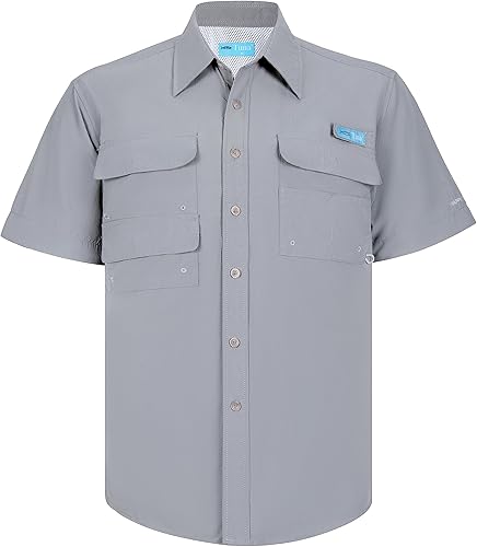 Men's UV UPF 50+ Sun Protection Soild Waterproof Breathable Fast Dry SPF Hiking Fishing Short Sleeve Shirt