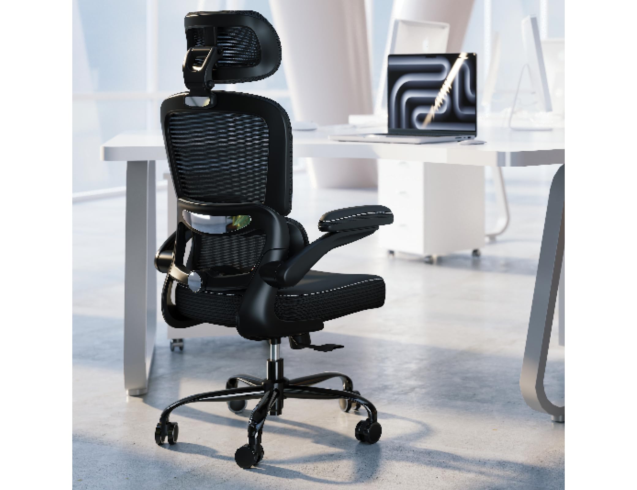 TRALT Ergonomischer Bürostuhl: Office Chair mit Verstellbarer Kopfstütze