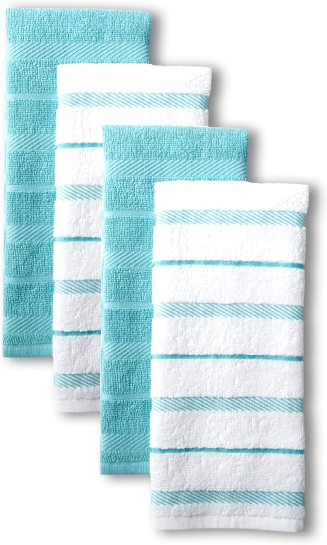KitchenAid Albany Kitchen Towel Set 4-Pack 16"x26", Aqua/White