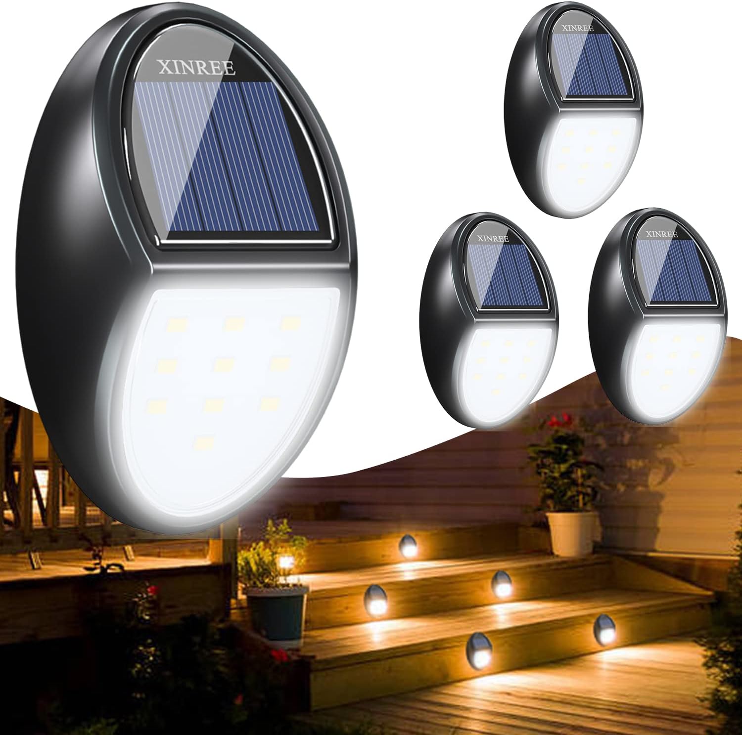 XLUX Solar Lights for Steps Pathway Yard Fences, LED lamp, Powered Deck