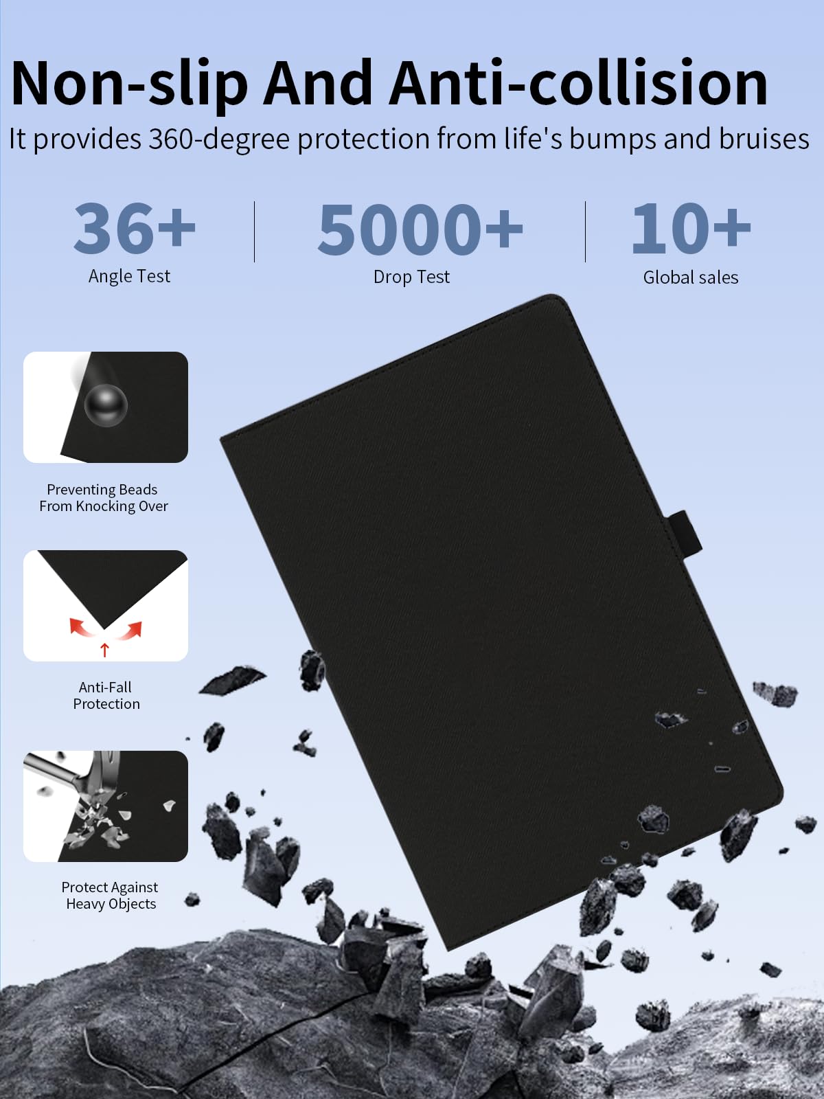 Funda protectora para tablet TABWEE W90 de 11 pulgadas, yystao funda protectora de cuero PU compatible con TABWEE W90 de 11 pulgadas - correa de mano, diseño envolvente completo con textura de piel