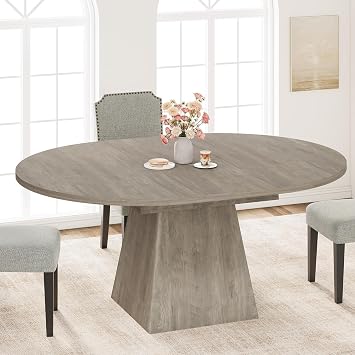 Garvee 47"-63" Round Extendable Dining Table for 4-6 People no Chair