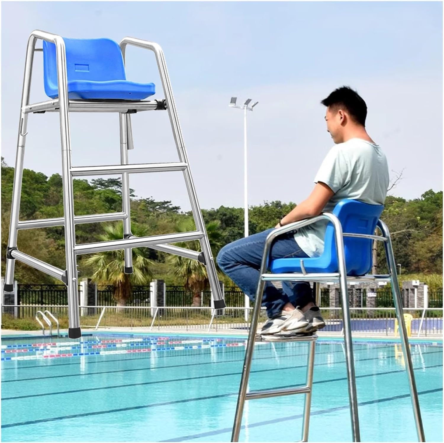 Échelle de sécurité pour piscine 120 cm en acier inoxydable pour parcs aquatiques