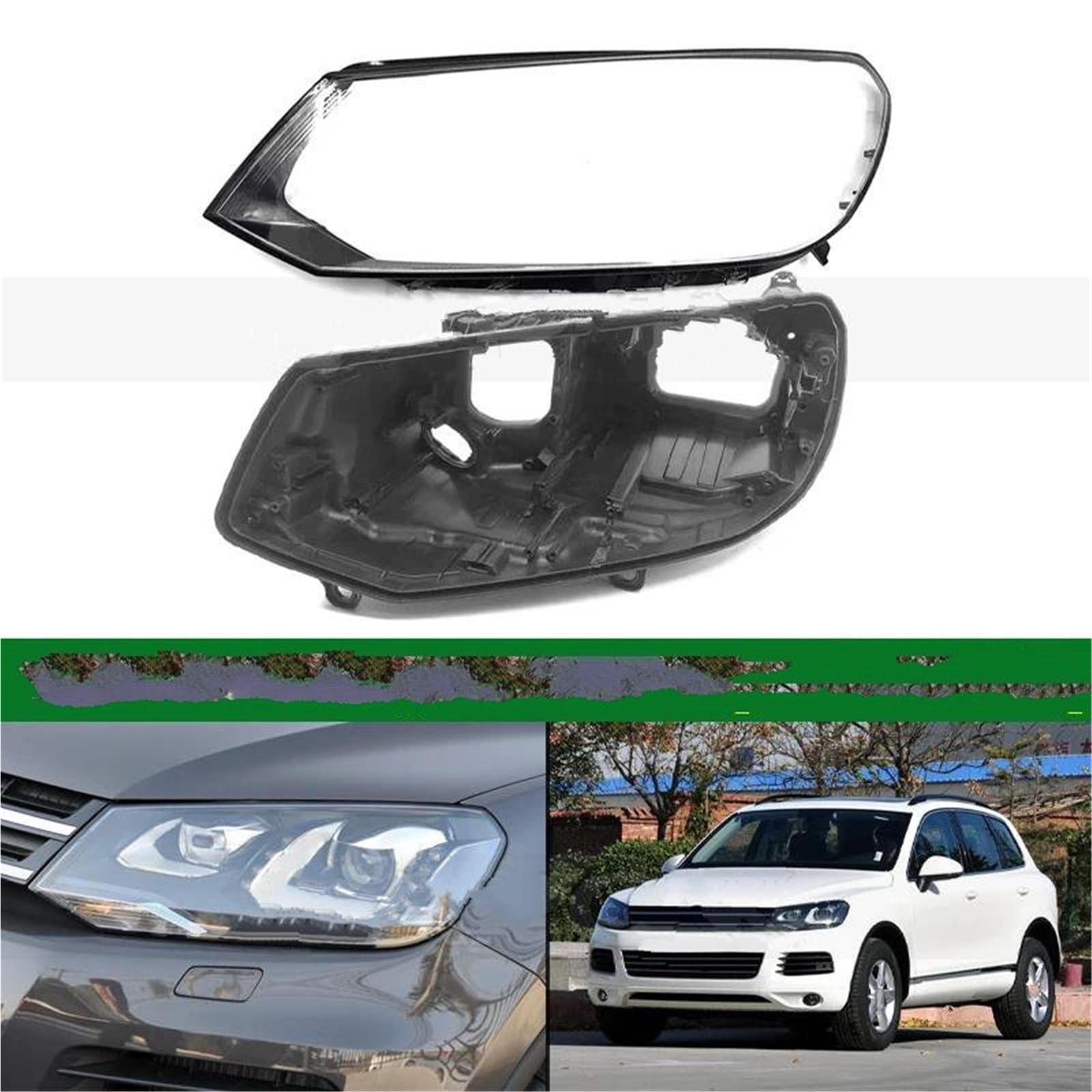 phares Couvercle Base phare avant pour VW pour Touareg 2011 2012 2013 2014, couvercle arrière de phare, coque arrière de phare de maison feux avant(Right cover)