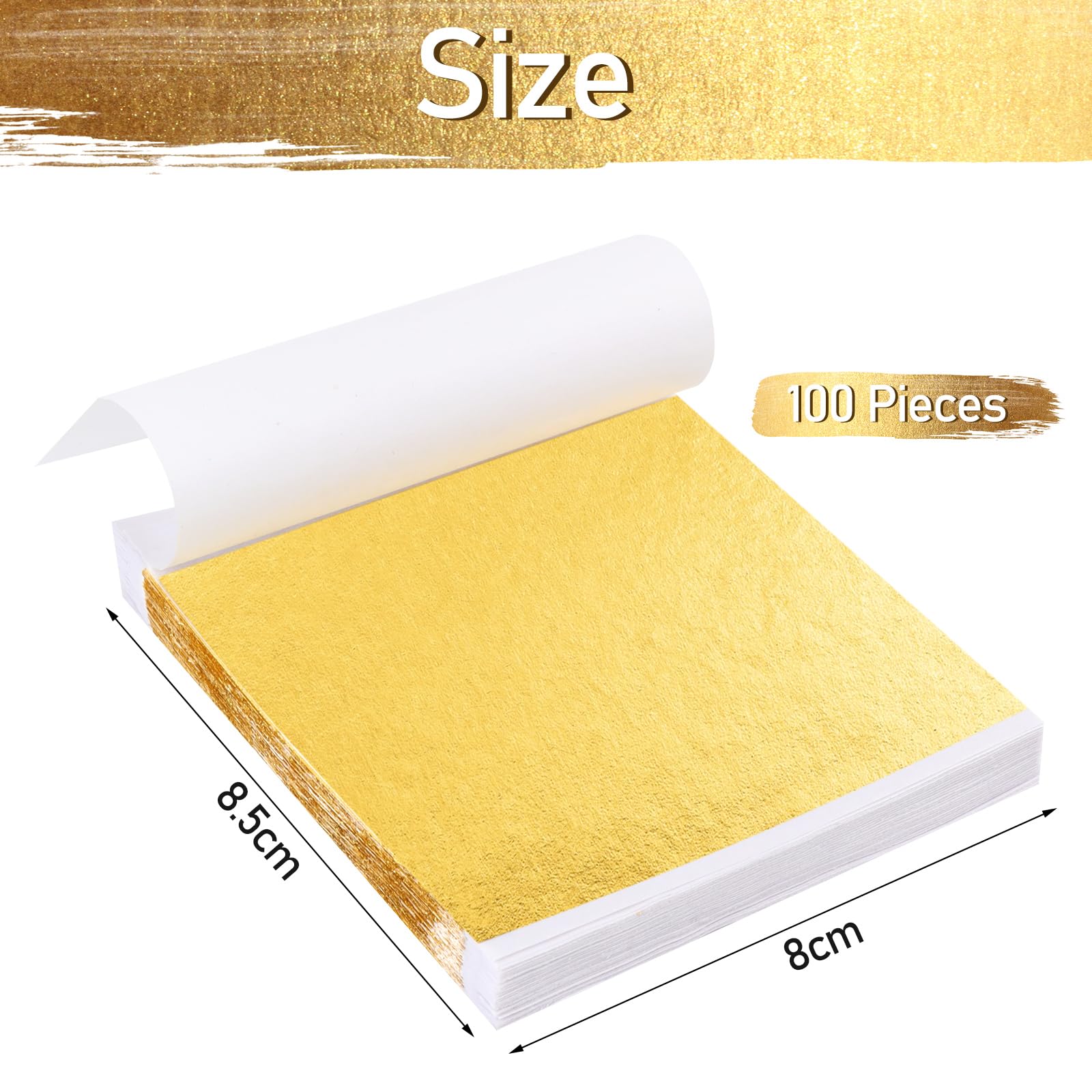 100 Pezzi Foglio Di Lamina D'oro, Foglia Di Rame In Oro Rosa, 14 X 14 Cm Rame Fogli D'Imitazione Foglia D'oro, Carta In Lamina D'oro, Per Pittura, Doratura, Decorazione, Mobili, Unghie (Oro - Foto 10