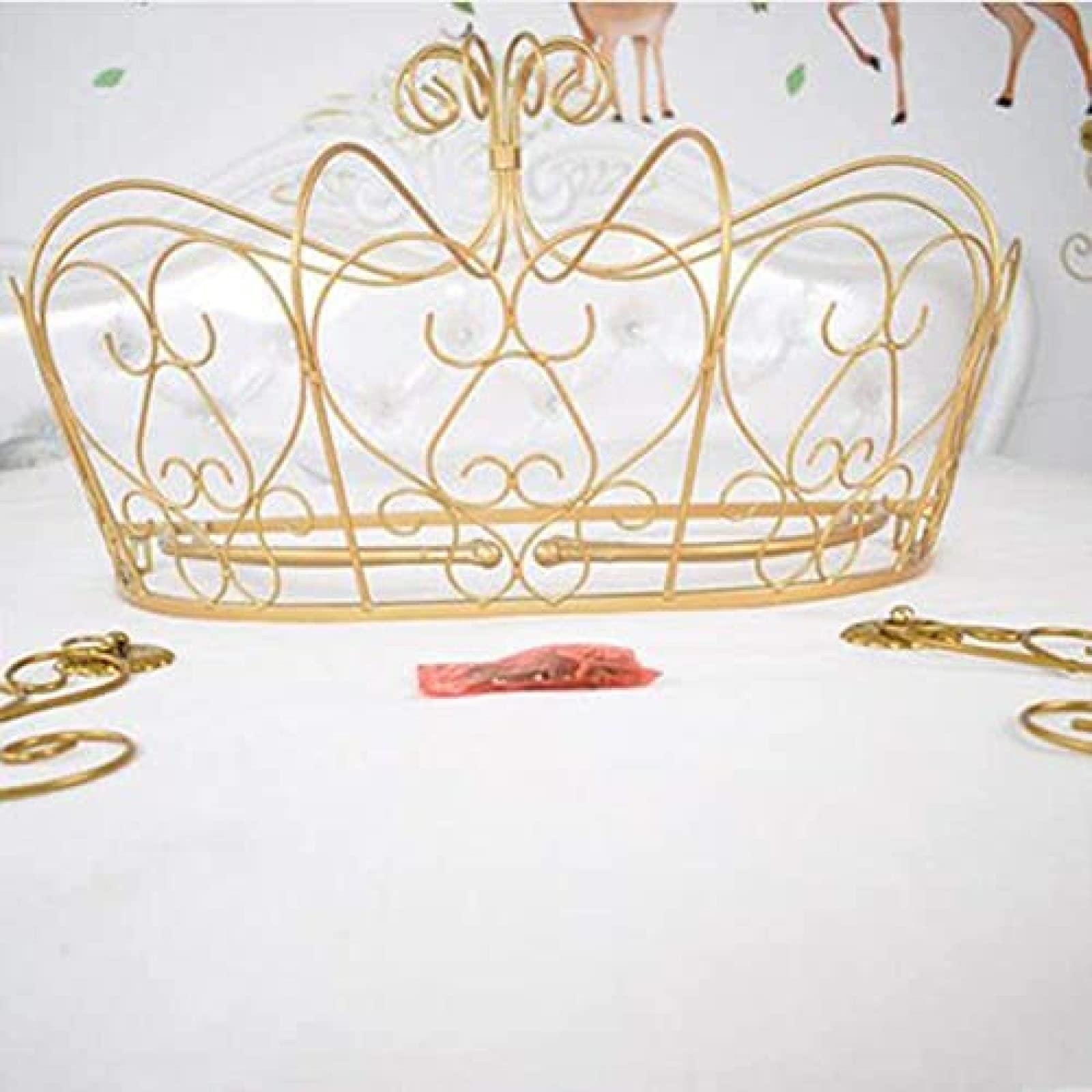 Cama con Dosel de Princesa, Cortina de Cama de Gasa de Encaje Blanco, Cortinas Decorativas, Corona de Metal con Luces de Estrellas para Dormitorio de niñas,Blanco,Cama de 1,5 m