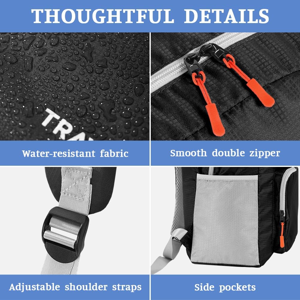 Aucuu Zaino Ultraleggeri Pieghevole, 17L Zaino Trekking Pieghevole Impermeabile, per Donna e Uomo, Trekking, Hiking, Escursione, Viaggio