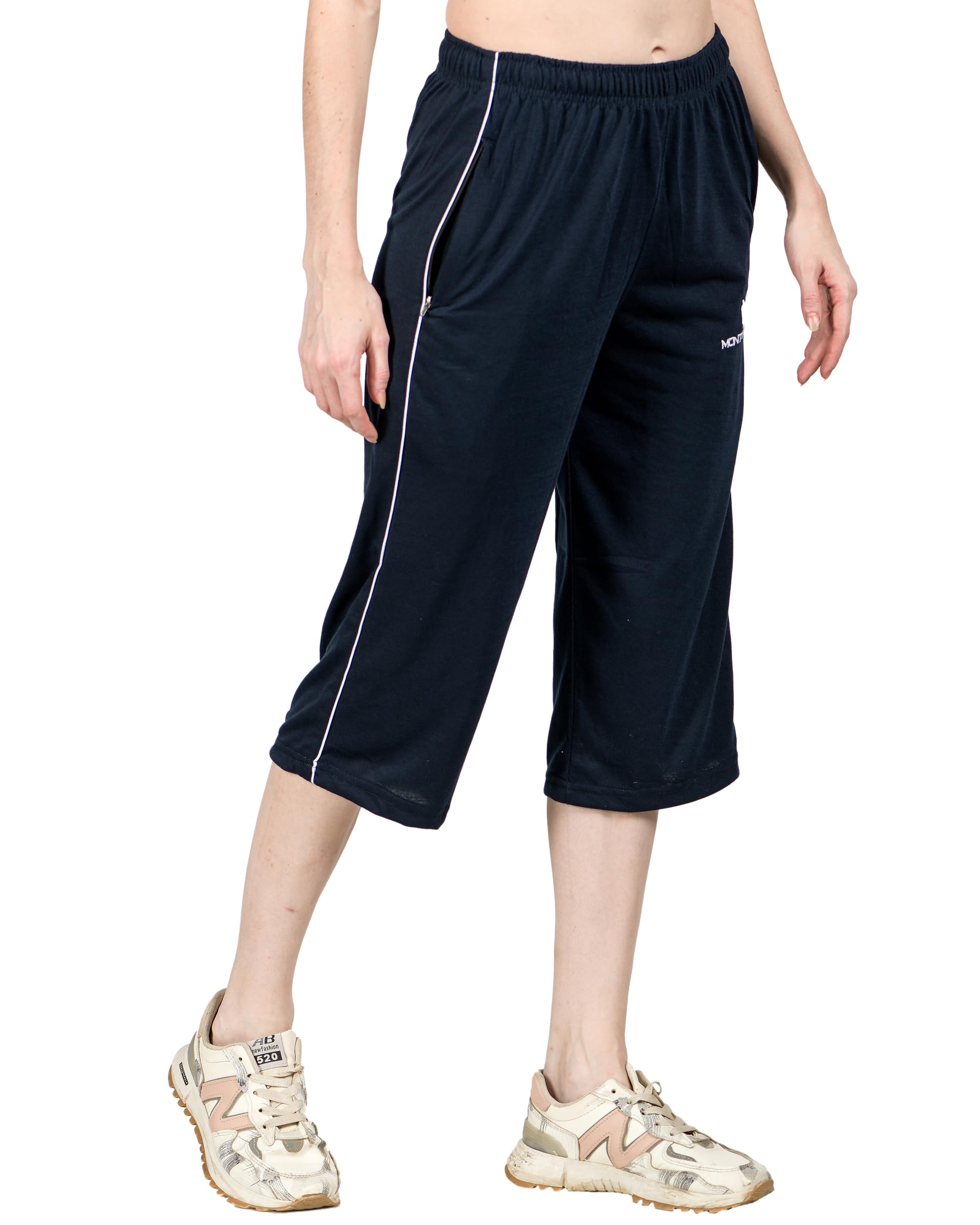 ladywillington Solid Capri’s for Women, Night Pyjamas for Women, Night Dress, Lounge Wear, 3/4 Pyjama,– Capri for Ladies Cotton Night Wear With Zipper Side Pockets-picture-36