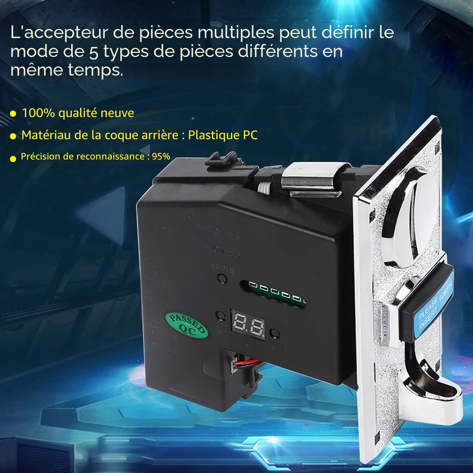 Joyzan Sélecteur Accepteur Pièce, Fente de Sélecteur D'accepteur de Pièces Arcade Distributeur Plusieur Processeur Acceptant Récepteur pour Le Distributeur Automatique De Mécanisme De Jeu d'Arcade