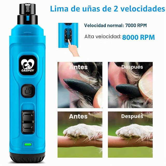 Foto 5 de 7 de Casfuy Lima de Uñas Eléctrica para Perros con 2 Luces LED