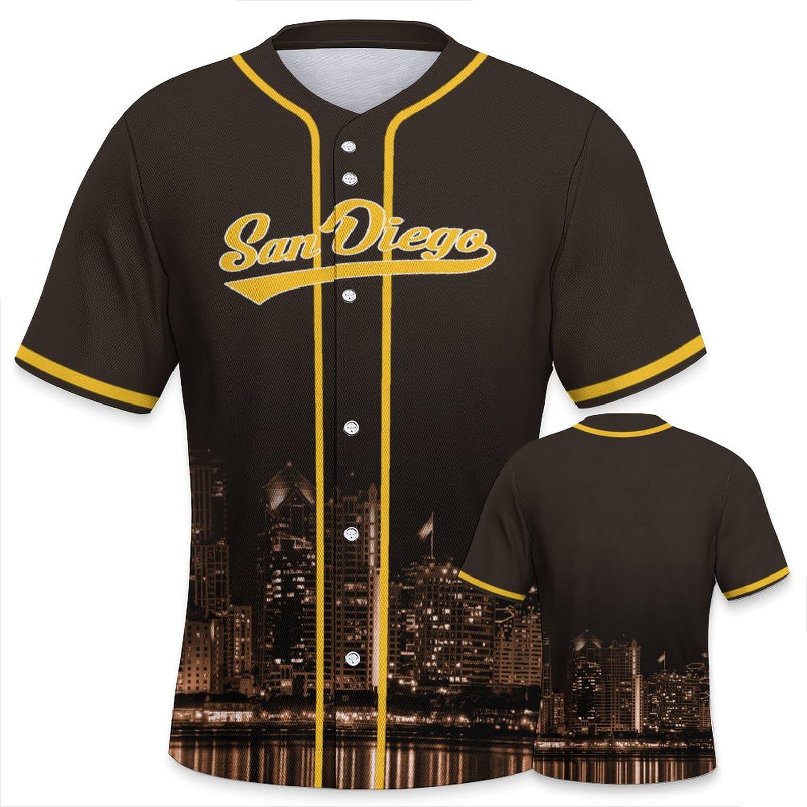 Baseball City Night Skyline Jersey Shirt Printing Apparel for Men Fans Gifts S-2XL