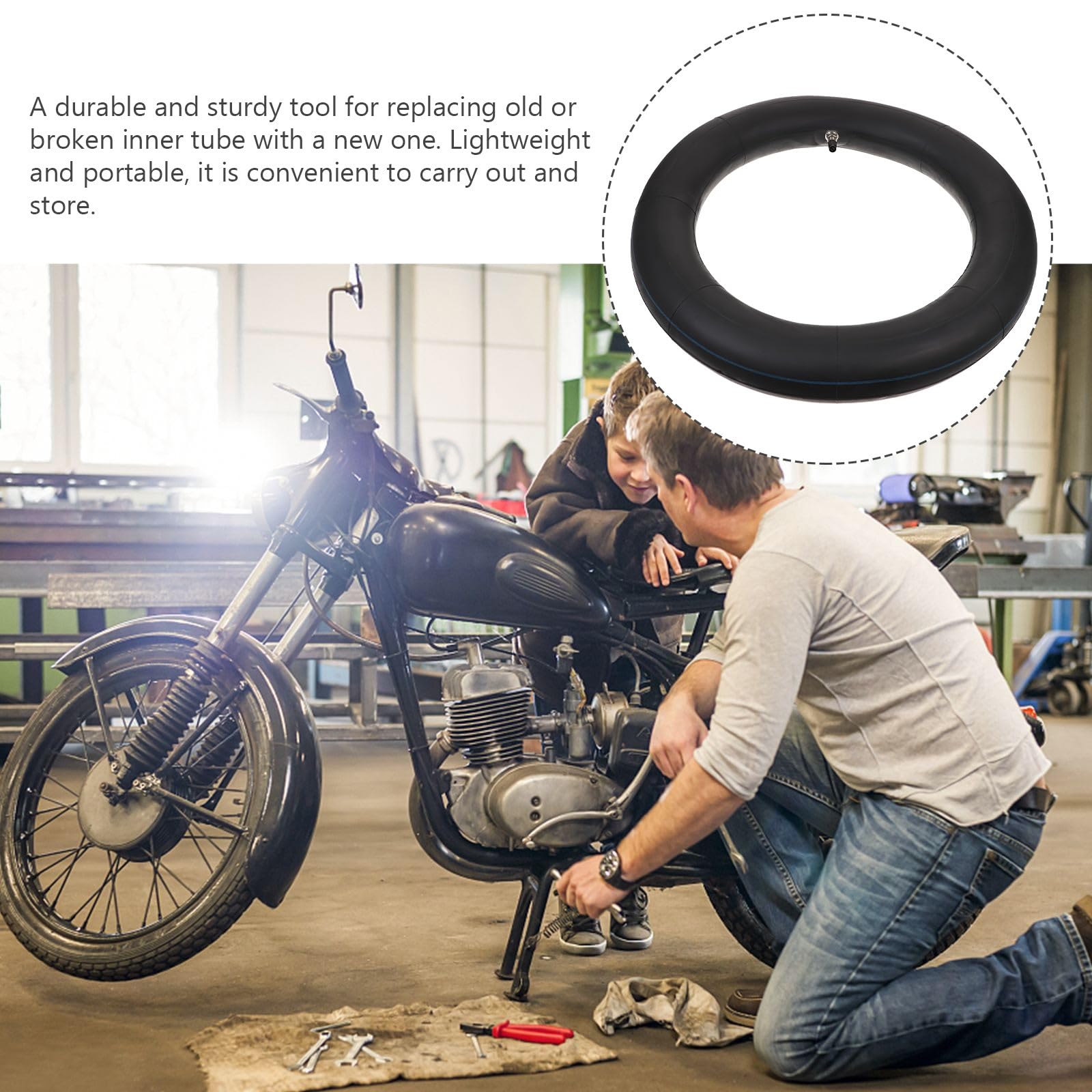 Cámara de Aire de para Neumáticos Todoterreno 3.00-12 Pulgadas, Resistente y Cómoda 1 Pieza de Repuesto para Motocicleta Off-road