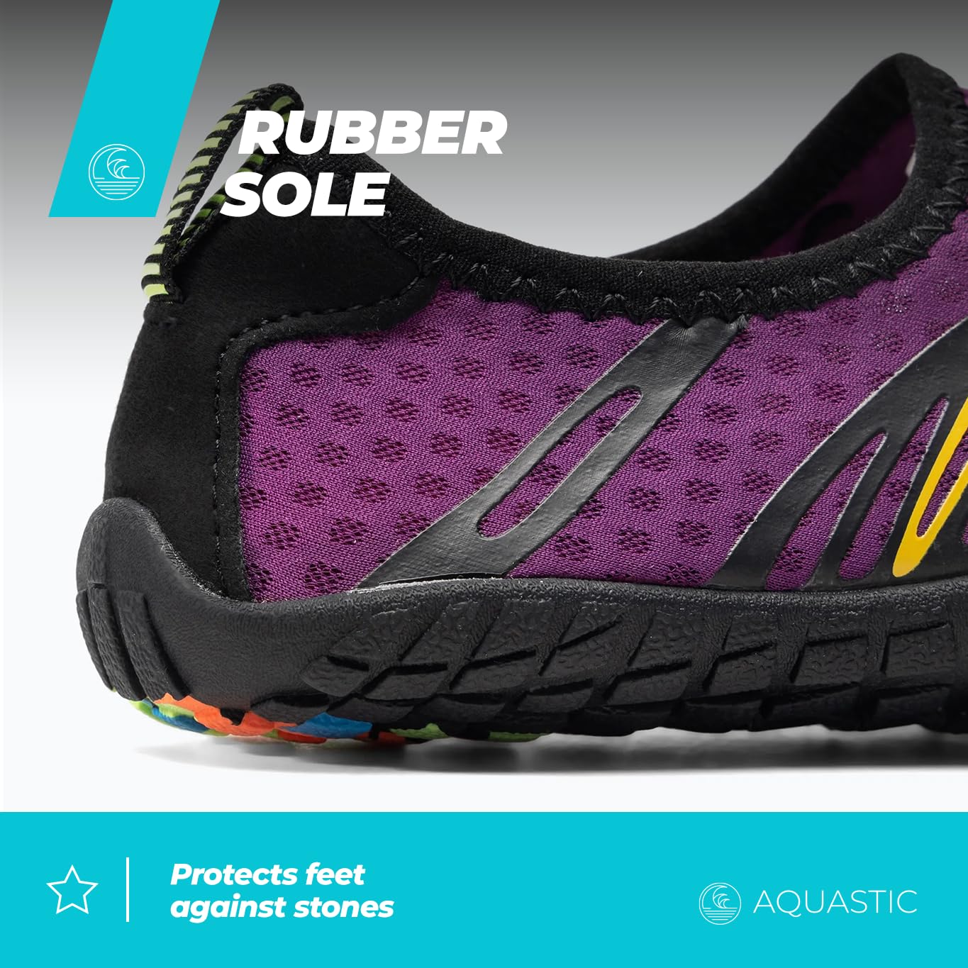 AQUASTIC Zapatillas de Agua para Adultos y para Niños con Cordones 35-42 EU Morado Escarpines Acuáticos con Suela Antideslizante Duradera y con Plantilla Suave de Espuma EVA Snorkel Playa Piscina Aqua