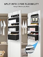 Vista 2 de Yecaye Organizador de Almacenamiento sobre la Puerta de 6 Niveles, Flexible 1 Se Divide en 2 Organizador Colgante Resistente a Balanceos para Baño