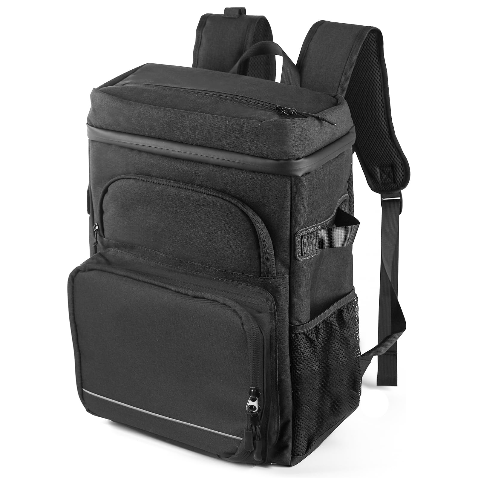 DEWUR Kühlrücksack 20L Thermo Rücksack Kühltasche Wasserdichter Picknickrücksack mit Flaschenöffner für Picknick Camping Strand Wandern Reisen Einkaufen (Schwarz)