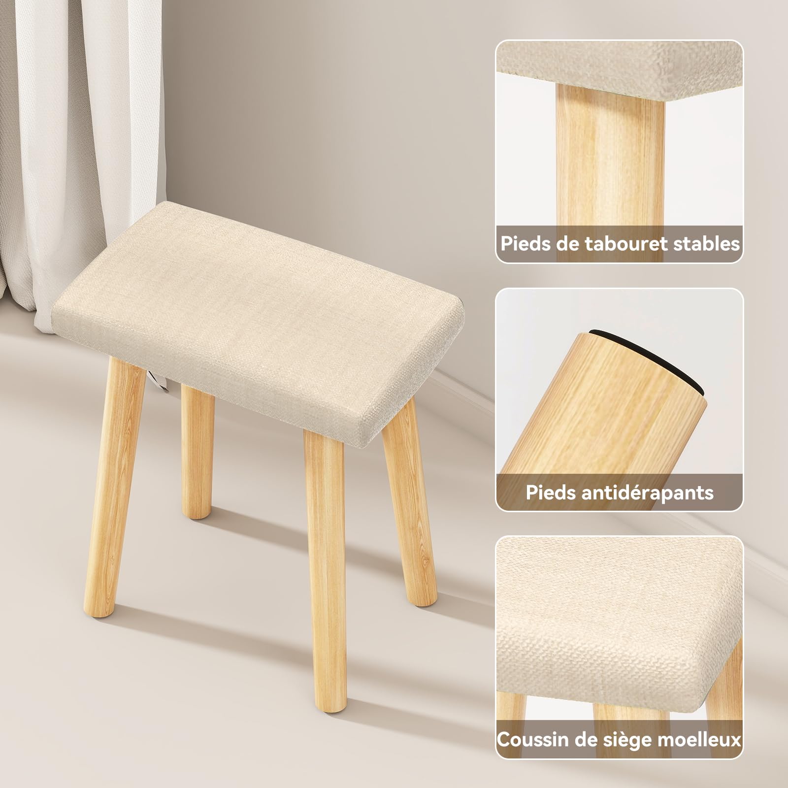 YU YUSING Petite Coiffeuse LED 60 cm Largeur avec Miroir Ovale et Tabouret, 3 Couleurs, Lumière Dimmable, Table de Maquillage avec Rangement, Tiroir Coulissant, en Bois, Gain de Place, Couleur Bois