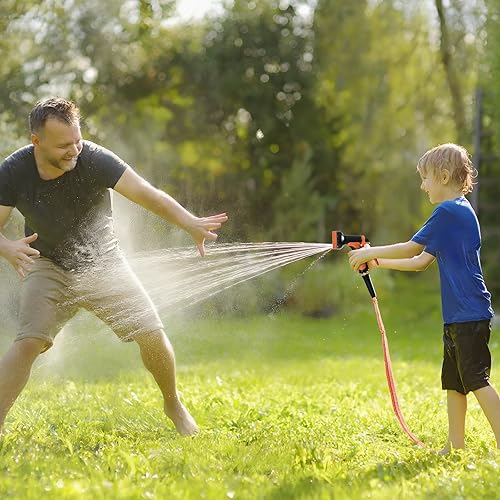 Miniatura 6 de Manguera de jardín de 25 pies, no expandible, 10 boquillas funcionales, manguera de jardín antitorceduras, manguera de agua flexible resistente de