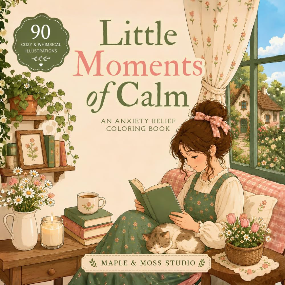 Little Moments of Calm: An Anxiety Relief Coloring Book for Relaxation, Creativity & Cozy Living
