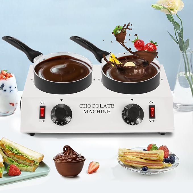 WICHEMI Fuente de Chocolate Eléctrica Doble Olla para Fundir miniatura 9