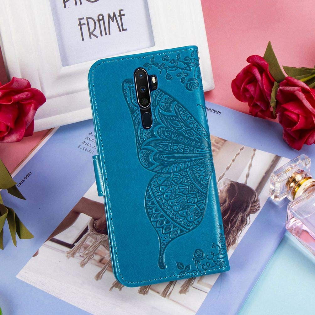 TANYO Cover Compatible per Oppo A9 2020/A5 2020, PU + TPU Flip Pelle Portafoglio [Slot per Schede] [Chiusura Magnetica] Custodia Viola Chiaro