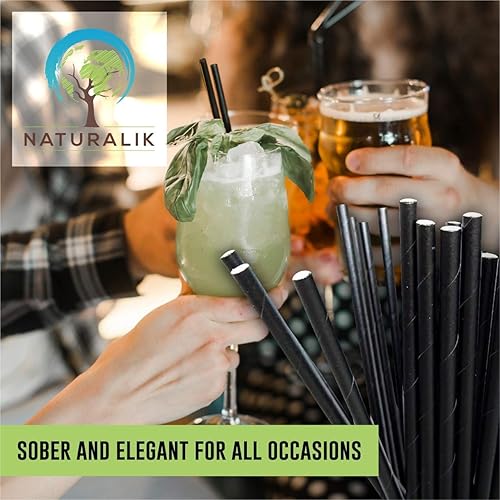 Miniatura 4 de Naturalik Paquete de 1000 pajitas de papel negro biodegradables, extra duraderas, sin tintes, respetuosas con el medio ambiente, popotes de papel