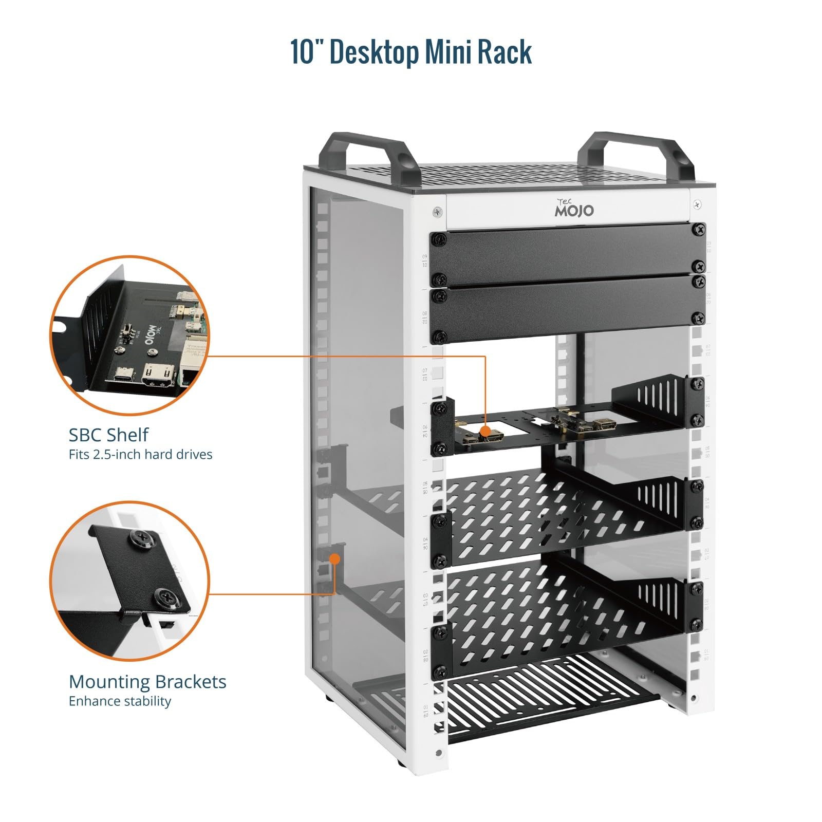 Armoire Réseau 10 Pouces 9U Mini-Rack de Bureau 200mm Blanc pour SBC NAS Serveurs