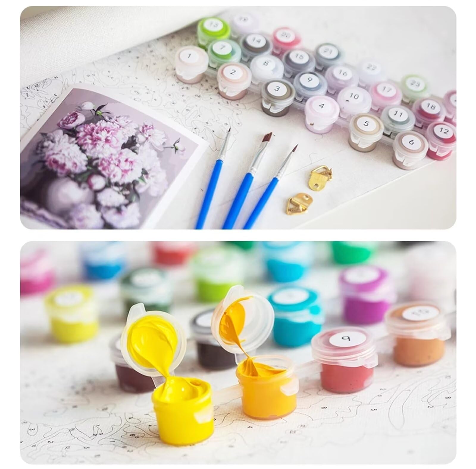 NATUCE Pintar Por Numeros Para Adultos Niños Pintura Por Números Con Pinceles Y Pinturas Decoraciones, DIY Conjunto Completo De Pinturas Para El Hogar Colorido León (16 * 20 Pulgadas, Sin Marco