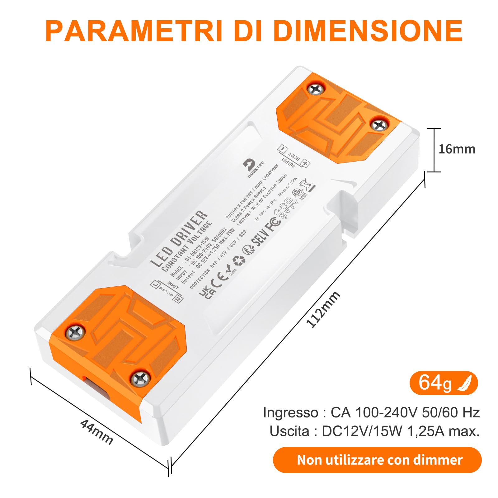 Alimentatore LED 15W 12V - Trasformatore Da 240V A 12V, Per Strisce LED, Faretti G4/MR11/MR16 - Foto 2