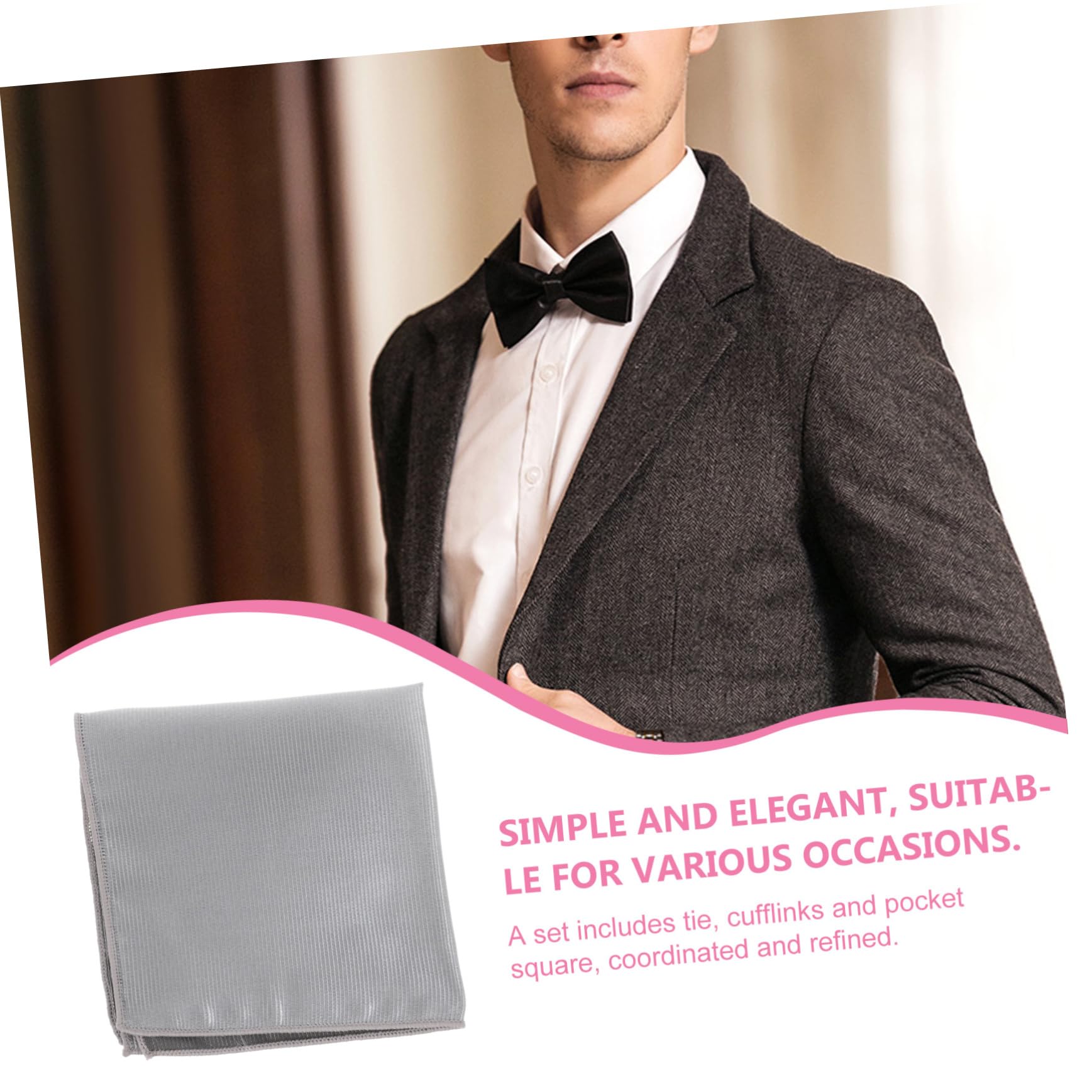 Correas de amarre corbatas de hombre pañuelo corbata de hombre envoltura de manga atar accesorios para novio correa de amarre Poliéster Grey