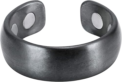Miniatura 6 de MagnetRX Anillo magnético - Elegante anillo de acero inoxidable - Anillos magnéticos para hombres Gunmetal Tamaño 10