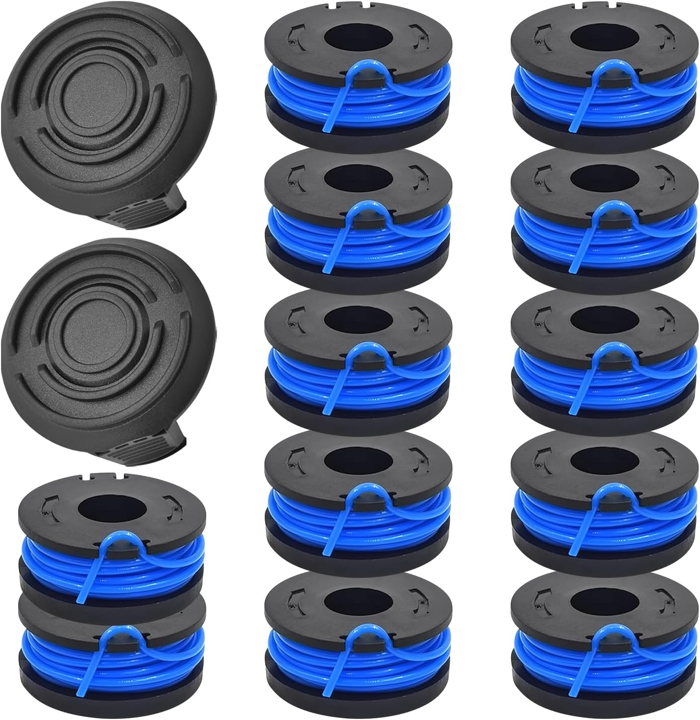 Replacement String Trimmer Line for Harbor Freight Bauer 19115C-B 20V Cordless Weed Wacker String Trimmer, 0.065" 10FT (12 Spools + 2 Caps)