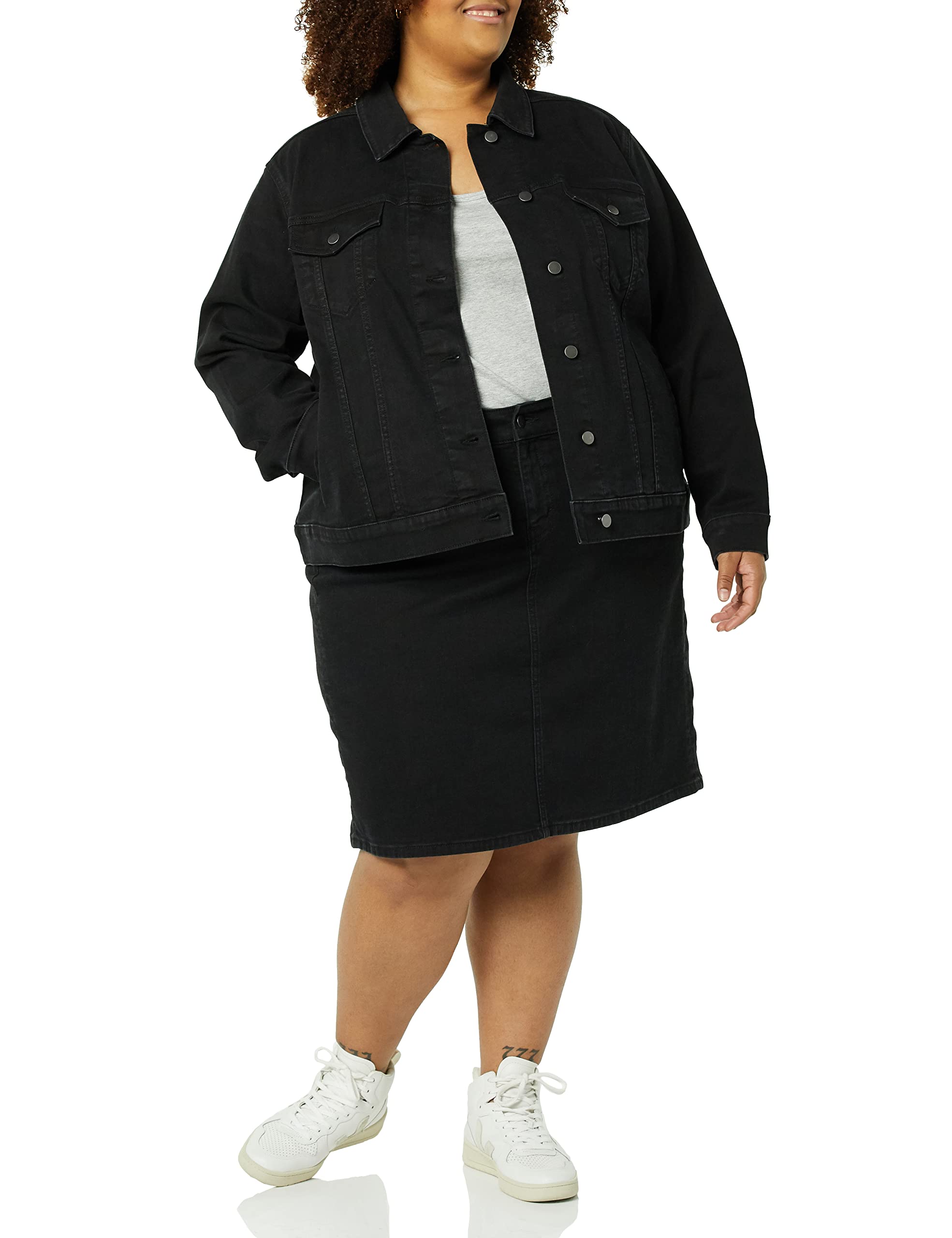 Amazon Essentials Giacca in Jeans, Vestibilità Classica (Disponibile in Taglie Forti) Donna