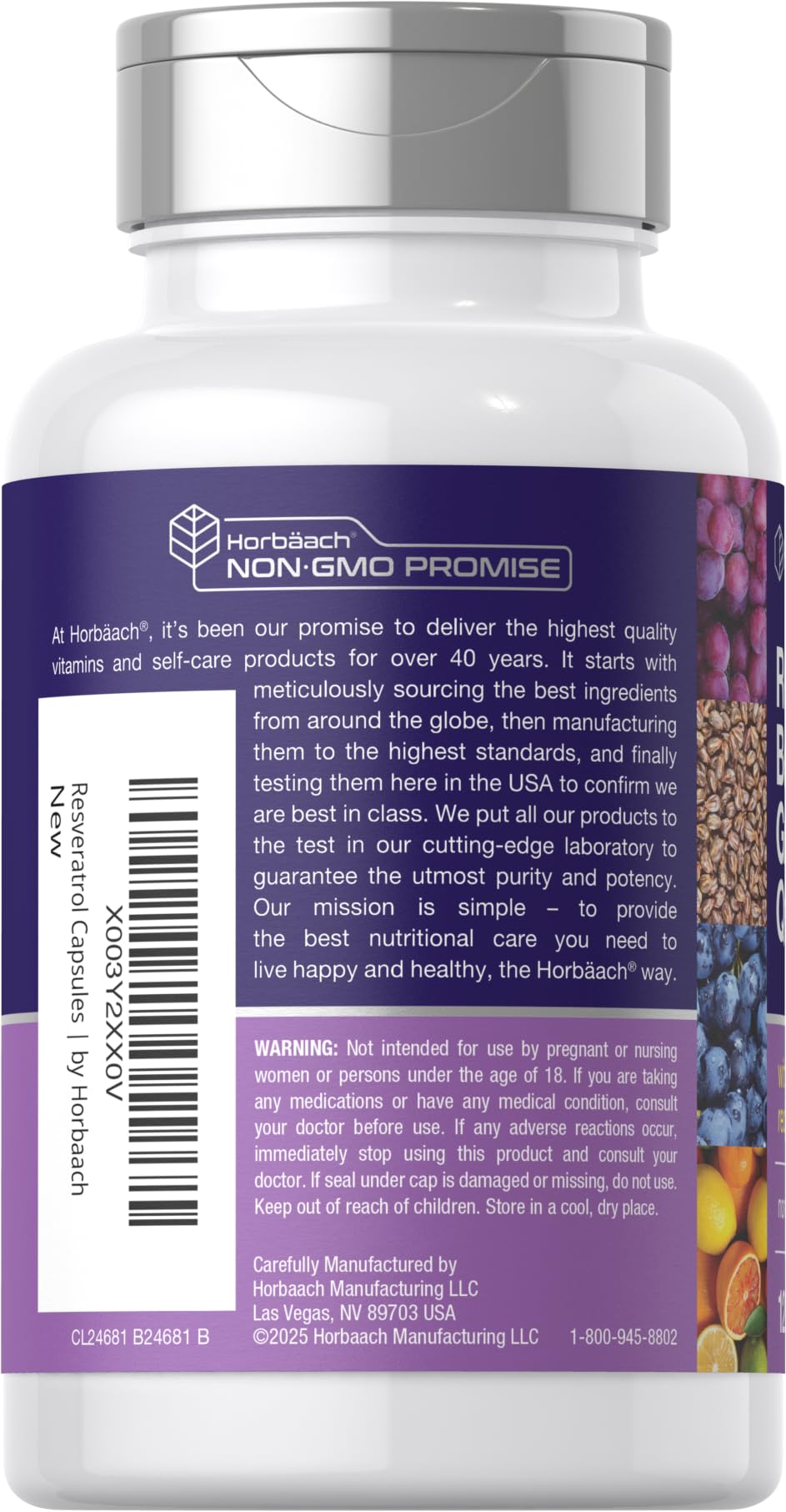 Horbäach Resveratrol Berberine Grape Seed & Quercetin | 120 Capsules — Amazon image 3