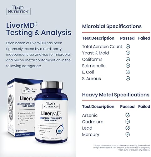 Miniatura 2 de 1MD LiverMD - Suplemento de limpieza del hígado, extracto de cardo de leche Siliphos, altamente biodisponible, estudiado clínicamente para