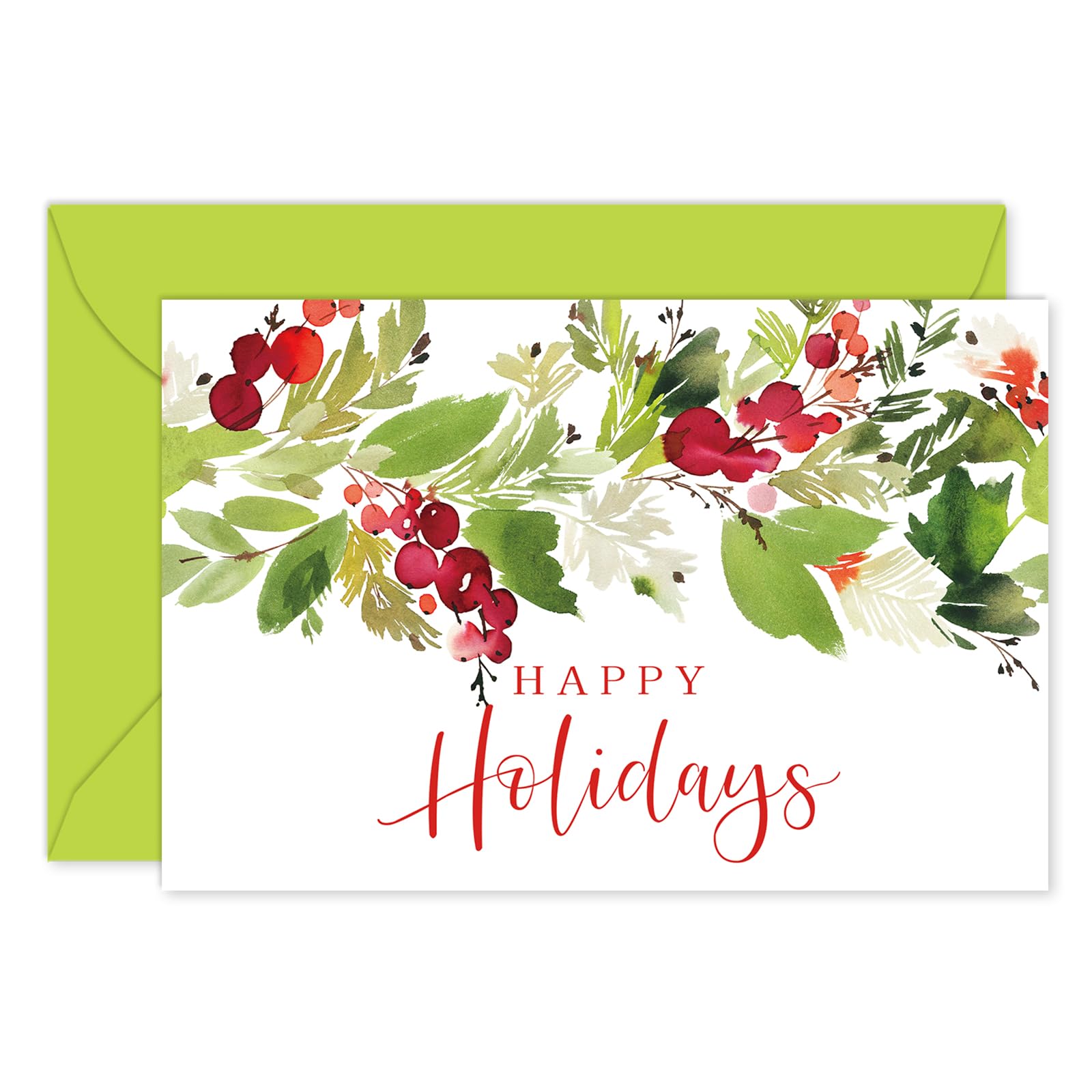 Whaline Lot de 100 cartes de vœux de Noël en vrac, cartes de vœux « Happy Holidays » avec feuilles vierges avec enveloppe autocollante pour vœux d'anniversaire