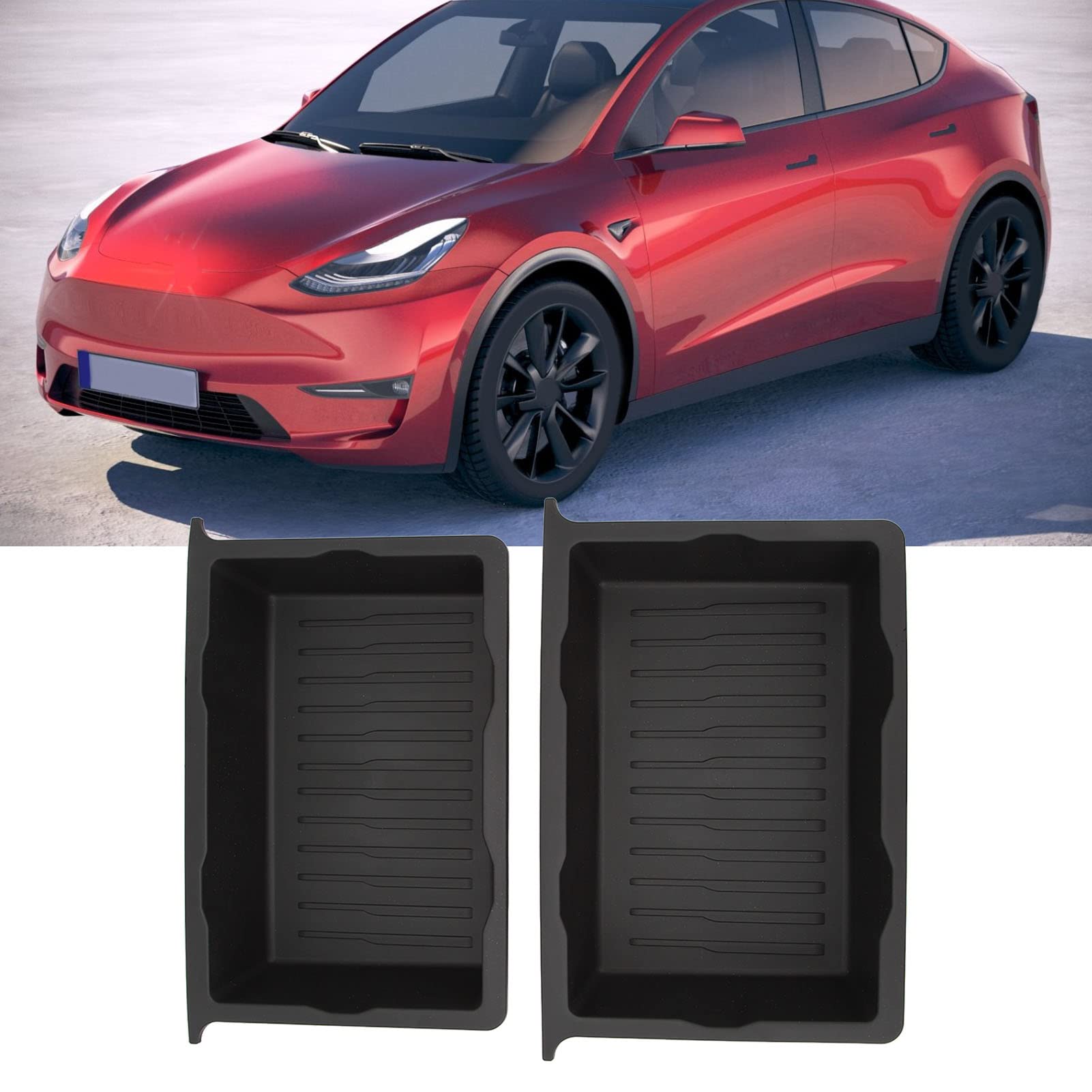 2 Piezas Debajo De La Caja Del Almacenamiento Del Asiento, Bajo el asiento de almacenamiento contenedor de almacenamiento Bins, Bandeja de almacenamiento oculta para Model Y