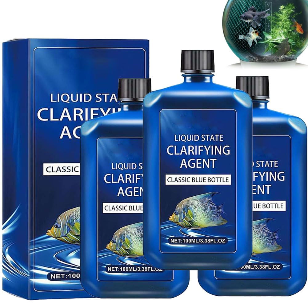 3PCS Fast-Acting Aquarium Water Clarifier - Water Safe for Fish Tank,Powerful Aquarium Water Purifier,Clears Cloudy Fish Tank, Liquid State Clarifying Agent, Safe & Gentle Formula - 100ml/3.4oz
