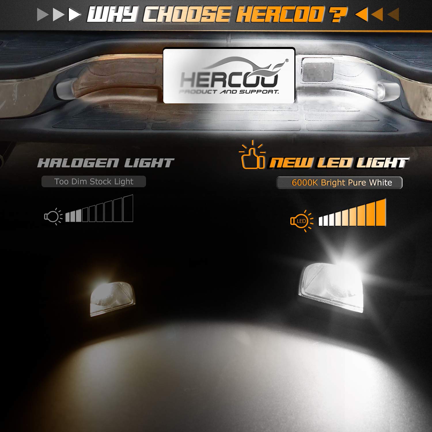 HERCOO License Plate Lights - Chrome Housing Replacement For Chevy GMC Cadillac Trucks