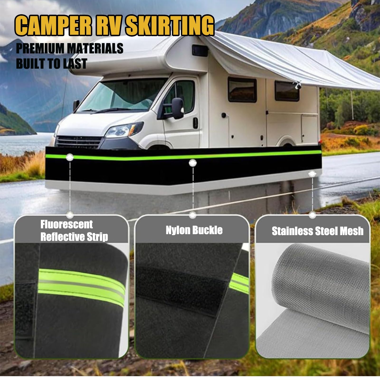 Wohnwagen Abdeckung, Schutzhülle für Wohnmobil, wetterfest und atmungsaktiv, UV-beständig, reißfest und wetterfest, Hagelschutzplane für Winter & Sommer(H 2.6FT,L 59 FT)