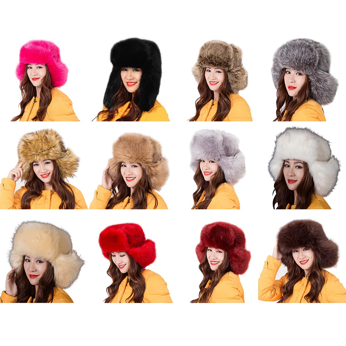 Cappello da Cacciatore in Pelliccia Sintetica da Donna Cappello Colbacco Russo Caldo Invernale Soffice in Pelliccia Sintetica Cappello Unisex in Pelliccia Sintetica
