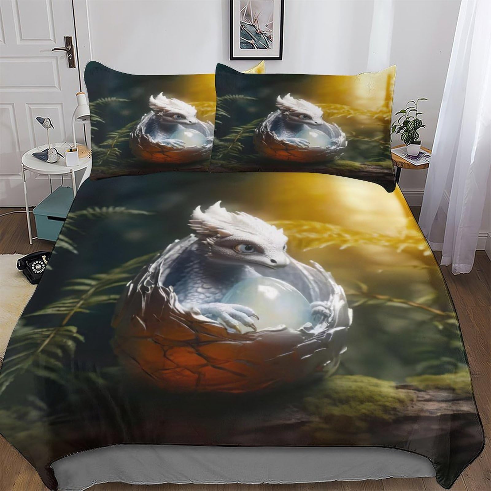 Housse couette dinosaure 3D king pour stopper la corvée de repassage du linge de lit