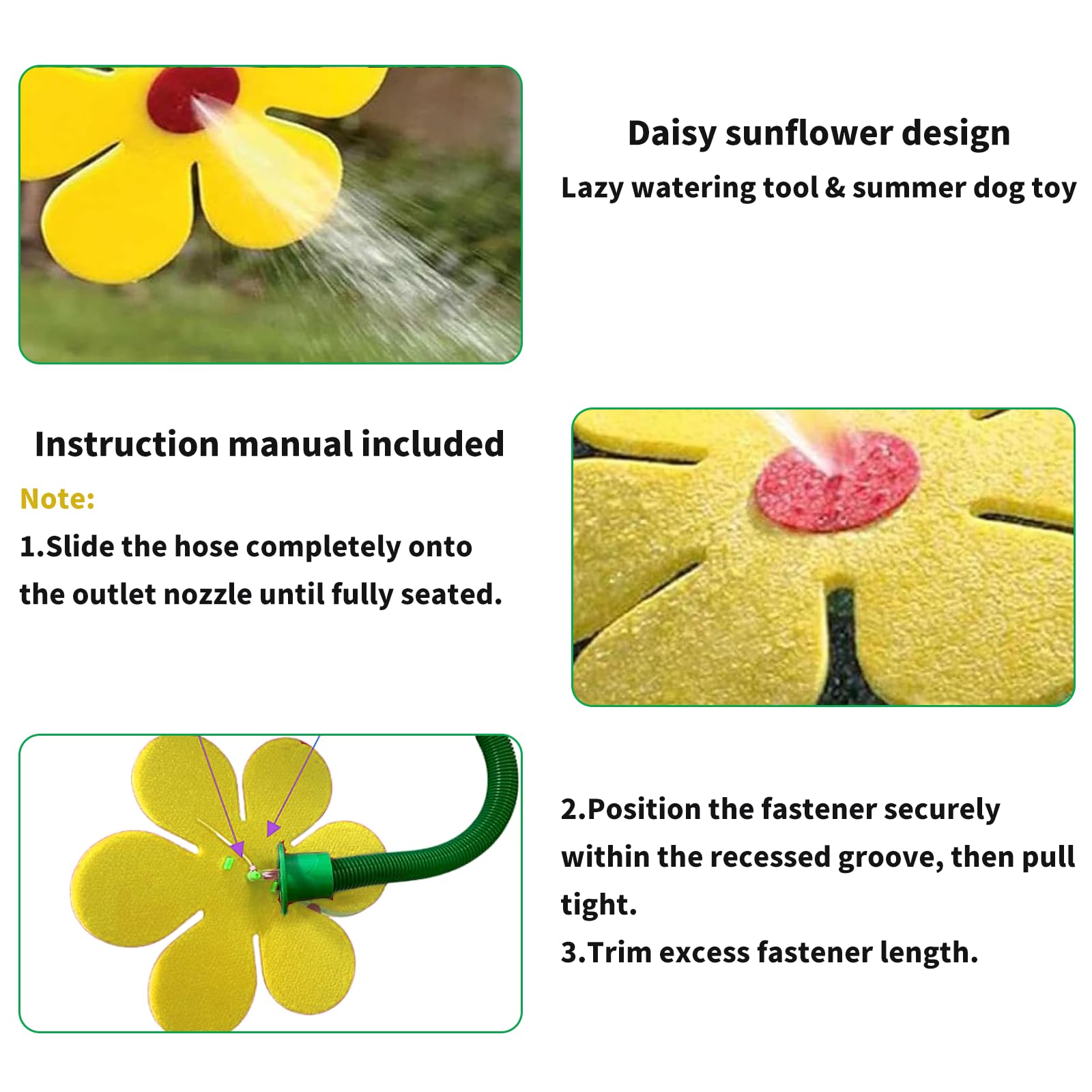 Crazy Daisy - Aspersor divertido de girasol para riego de césped, jardín, patio, rociadores de agua Crazy Dancing Daisy para perros, juego al aire libre, amarillo